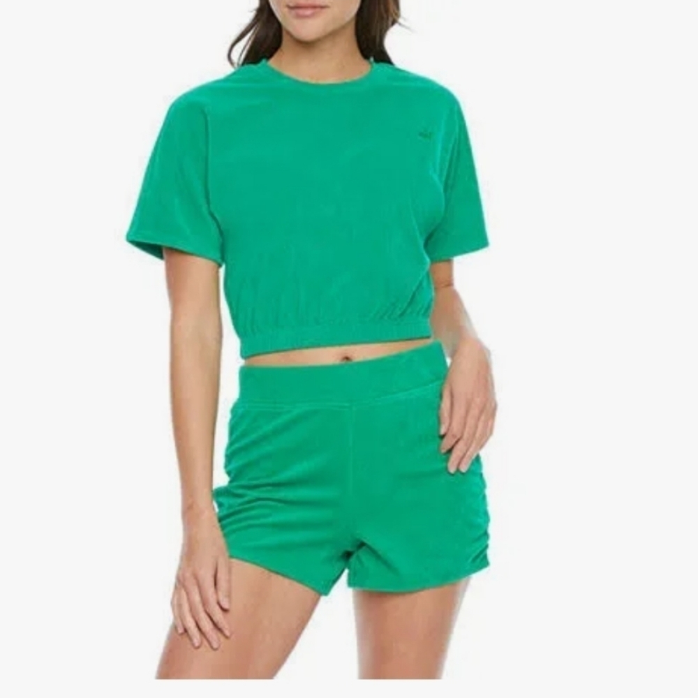 NEW JUICY COUTURE green terry crop top M